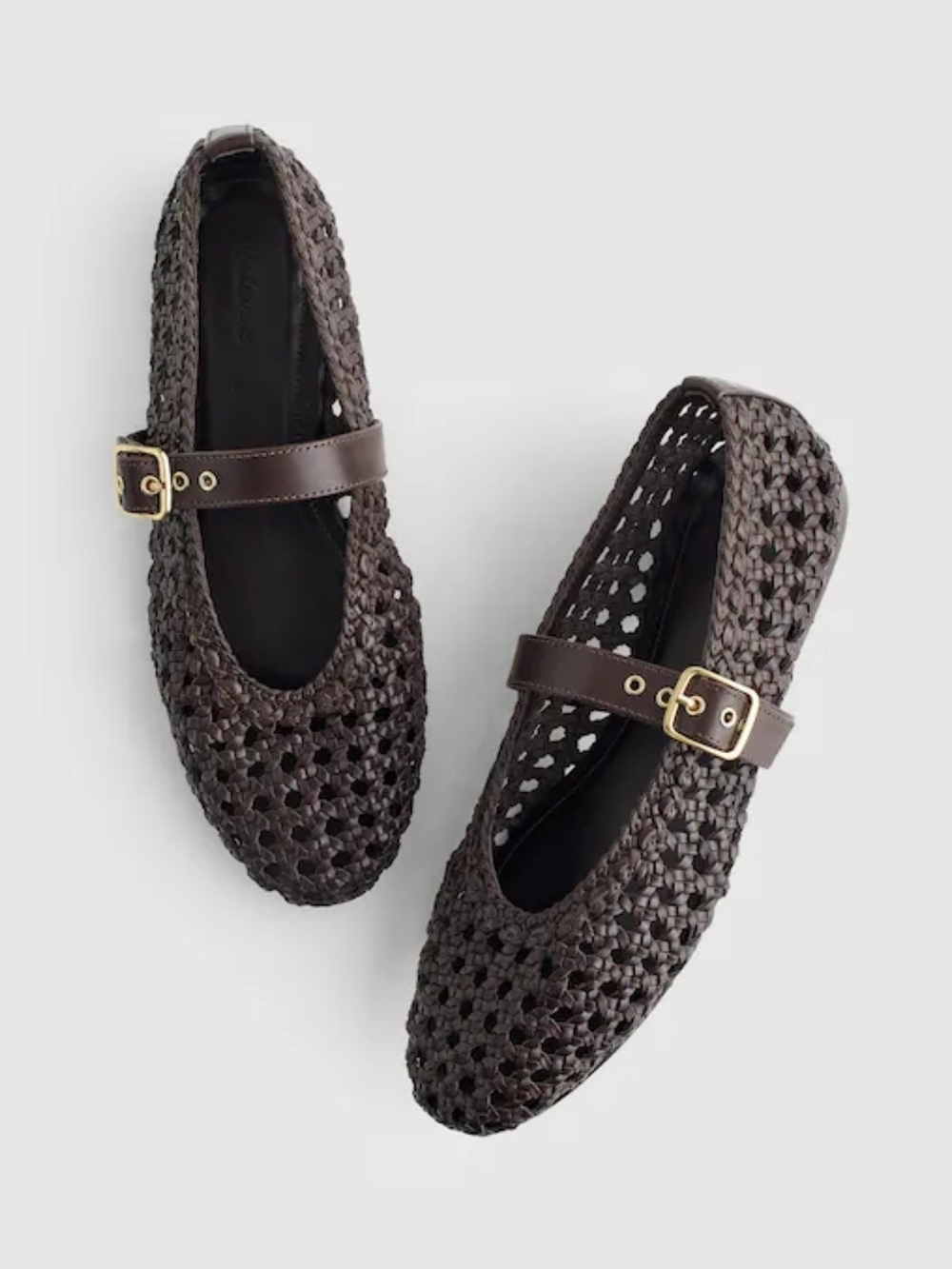 New! Madewell The Remy Mary Jane Flat Woven Leather Open Weave Dark Carob 8